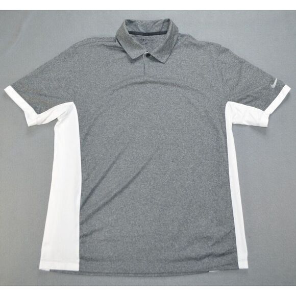 Nike Golf Standard Dri-Fit‎ Polo Shirt Gray White Men's size Large L - Picture 1 of 10